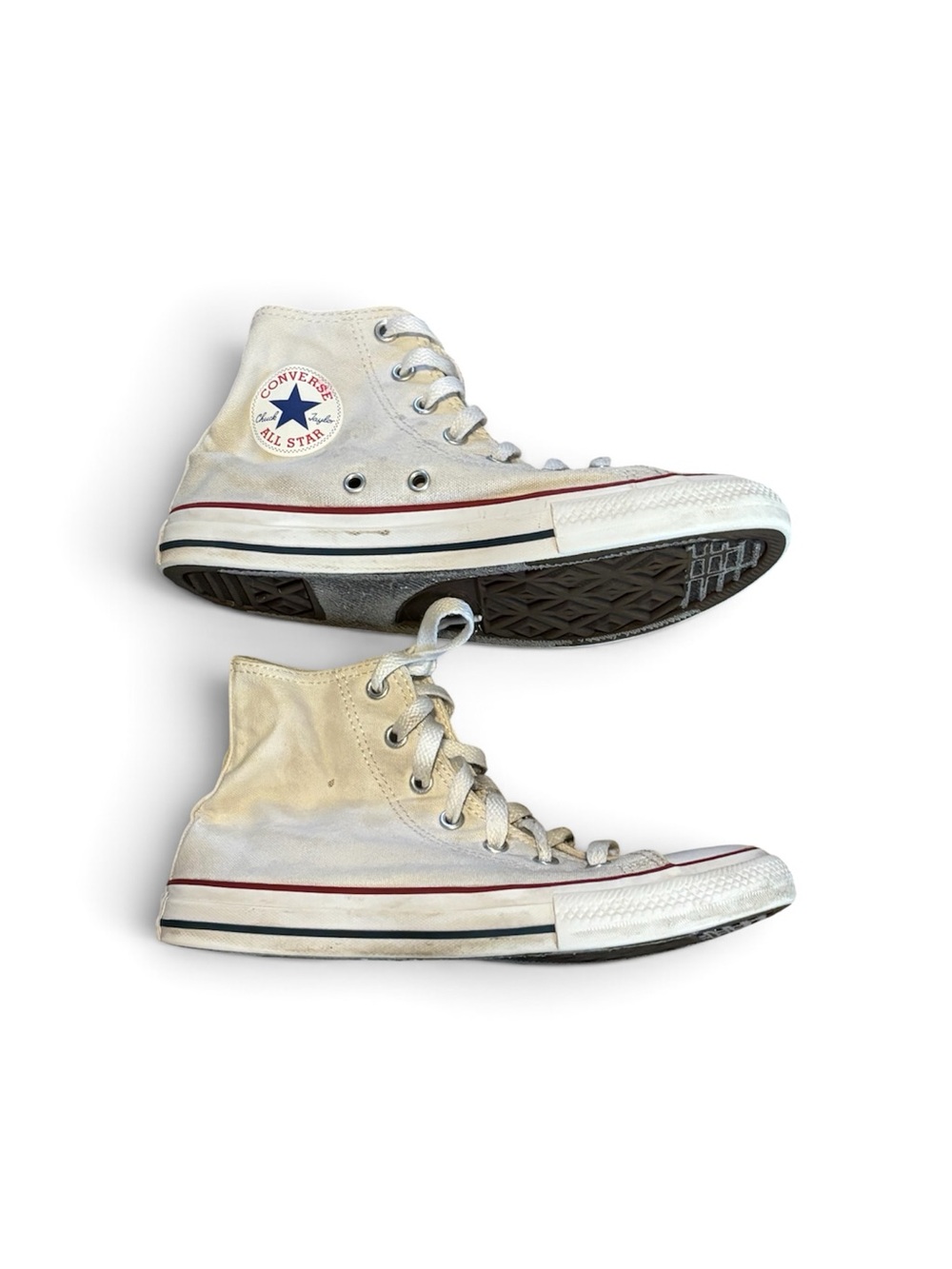 Converse Kids High Top Sneakers - White with Red & Blue Accents size 3Y